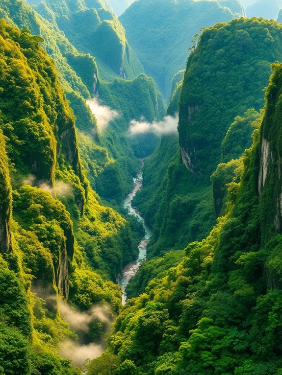biodiverse rainforest and caves