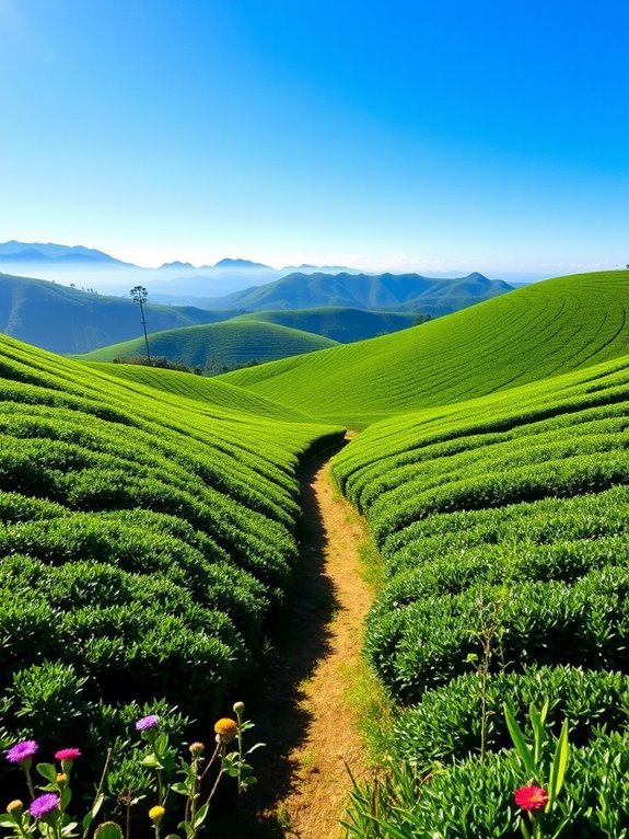 cool mountainous tea plantation