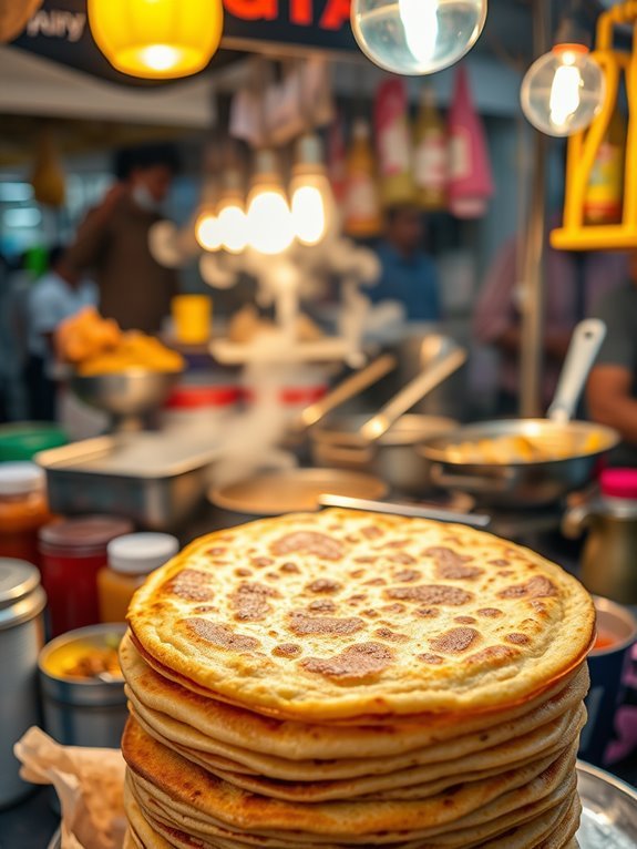 flaky malaysian flatbread dish