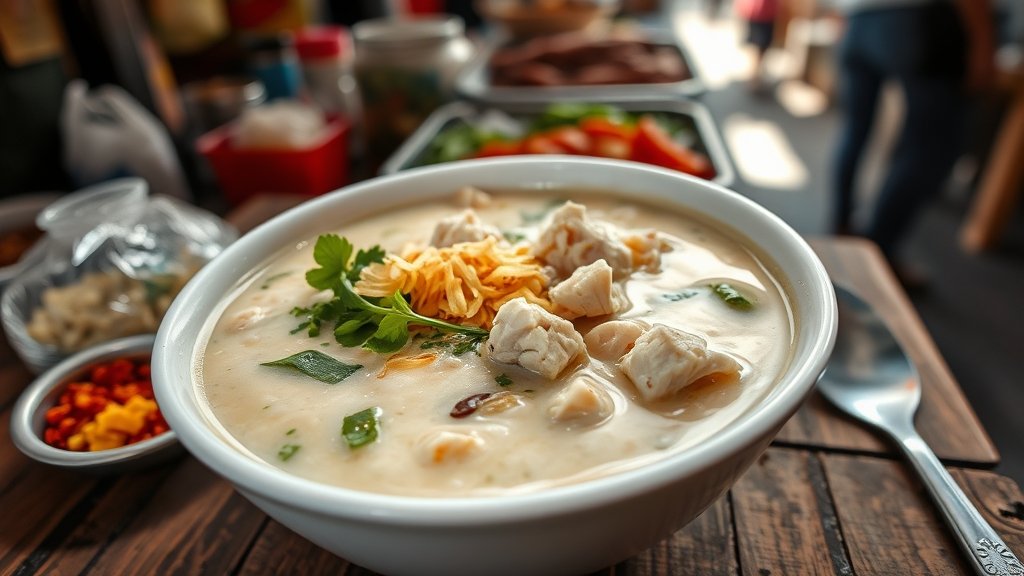 savory malaysian rice porridge