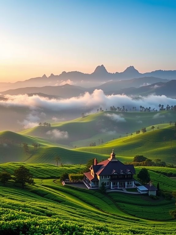 scenic mountain tea plantation