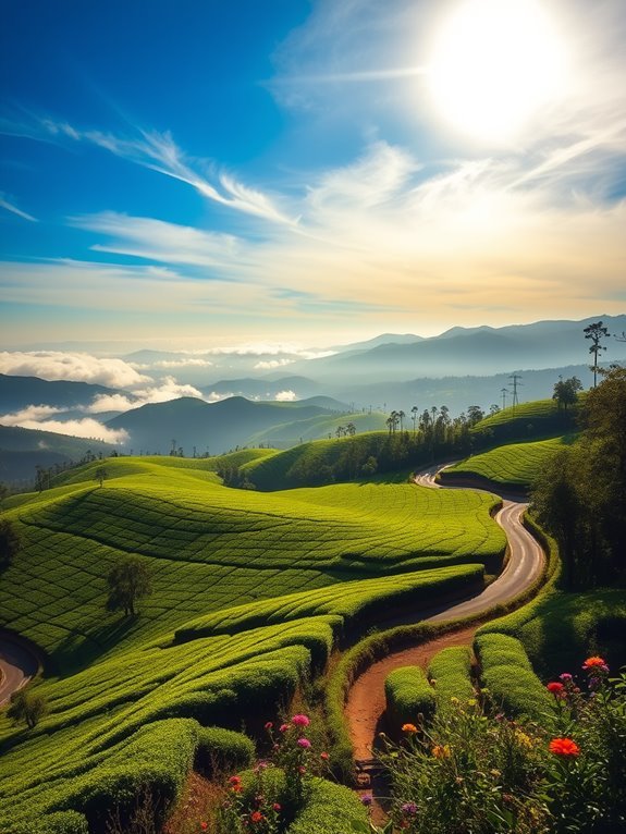 scenic mountain tea plantations