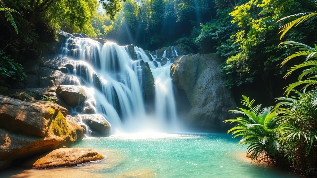 scenic waterfall in pahang