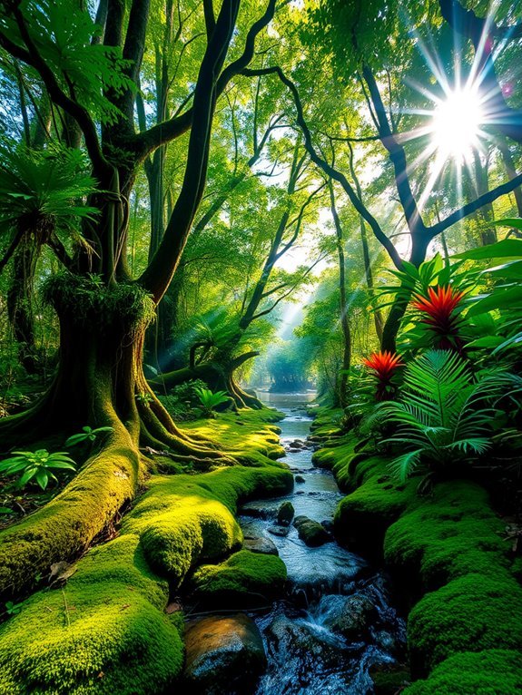 trekking through lush jungles