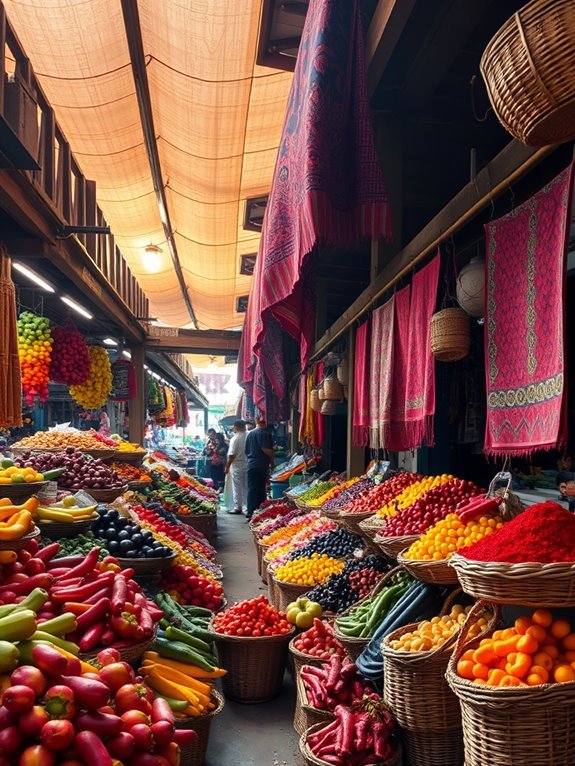 vibrant bustling market atmosphere