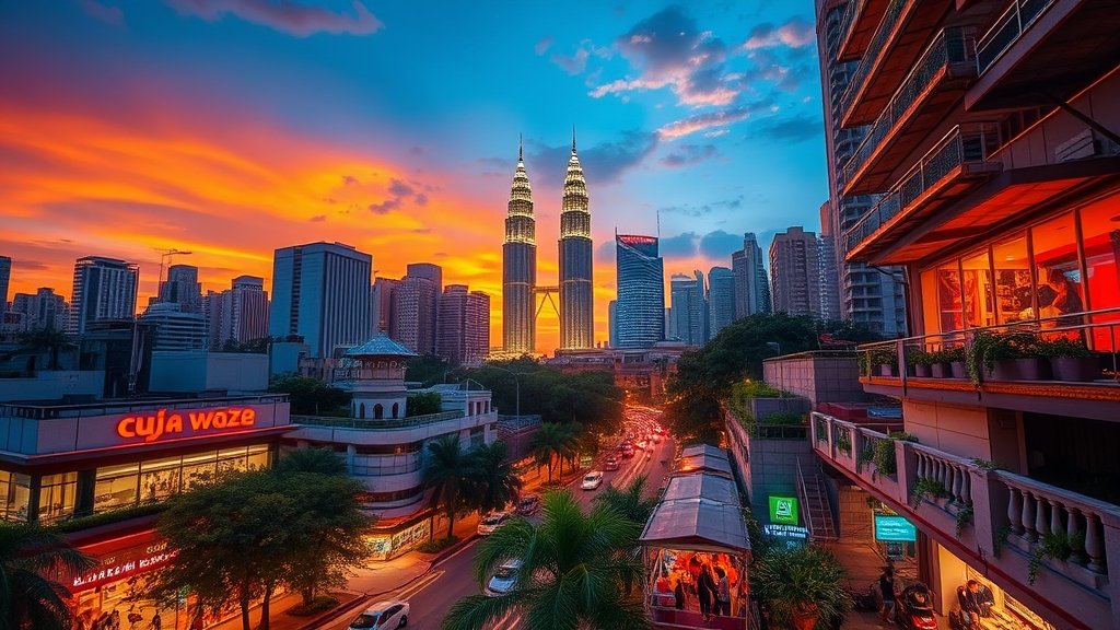 vibrant cityscape and greenery